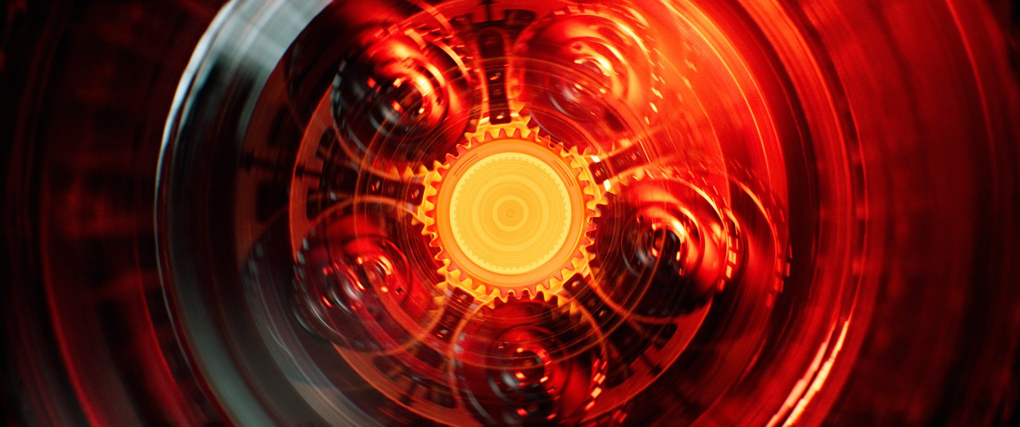 Gear train glowing orange
